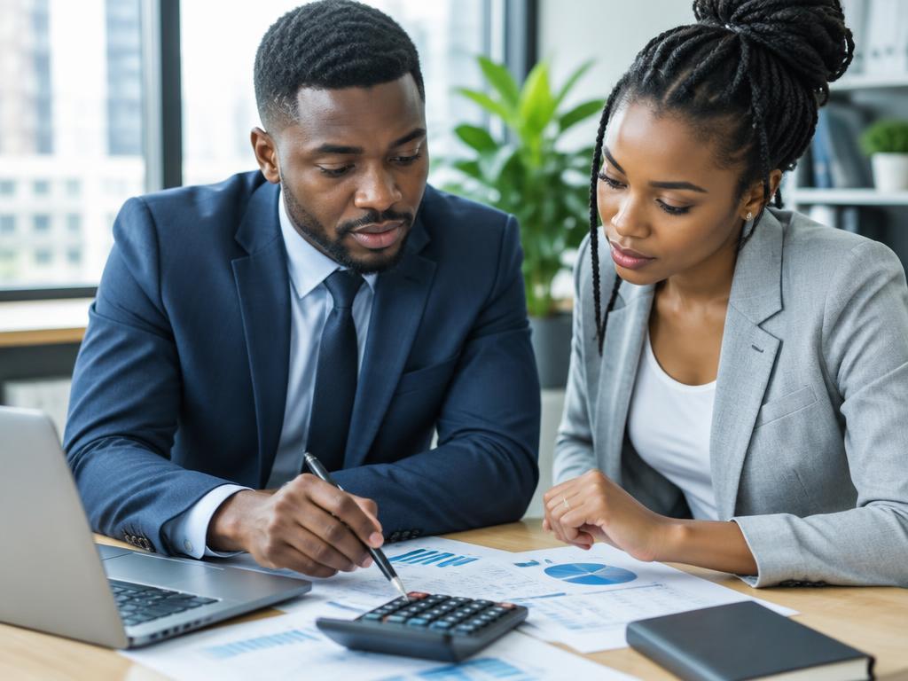 Business learners studying financial literacy